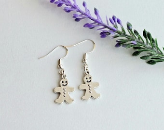 Gingerbread Man Earrings-Christmas Earrings-Holiday Jewelry-Earrings for Women