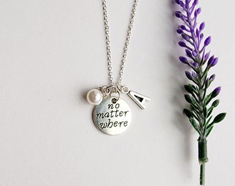 Friendship Necklace-Friendship Giftt-No Matter Where Gift-Necklace for Best Friend-Best Friend Gift-Word Necklace-Personalized Jewelry