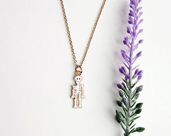 Gold Skeleton Necklace-Skeleton Jewelry-Halloween Jewelry-Halloween Gift for Girls-Halloween Theme