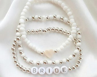 Beaded Name Bracelet-Bride Bracelet-Bridal Jewelry-Bridal Shower Gift-Gift for Bride-Bracelets for Women
