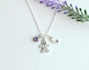Gingerbread Man Necklace-Christmas Gift for Girls-Holiday Necklace-Christmas Jewelry