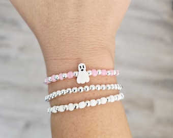 Halloween Bracelet Stack-Pumpkin Bracelet-Ghost Bracelet-Fall Jewelry-Bracelet for Girls-Bracelet for Women