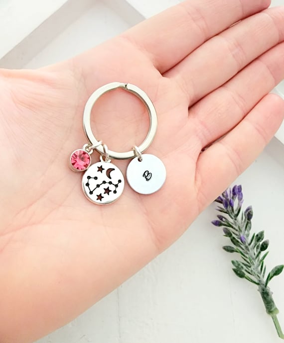 Zodiac Keychain-Zodiac Sign Keychain for Birthday-Constellation Keychain for Her-Horoscope Jewelry for Women-Zodiac Gift-Astrology Gift
