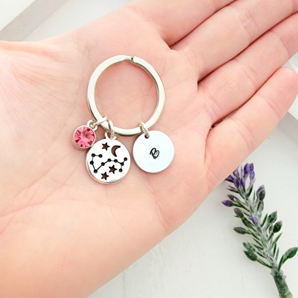 Zodiac Keychain-Zodiac Sign Keychain for Birthday-Constellation Keychain for Her-Horoscope Jewelry for Women-Zodiac Gift-Astrology Gift