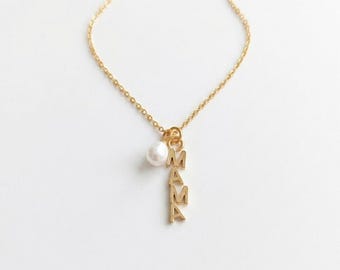 Name Necklace for Mom-Birthday Gift for Mom-New Mom Gift-Gold Mama Necklace-Mom Jewelry