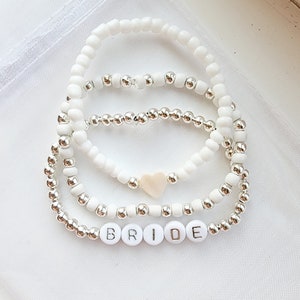 Beaded Name Bracelet-Bride Bracelet-Bridal Jewelry-Bridal Shower Gift-Gift for Bride-Bracelets for Women