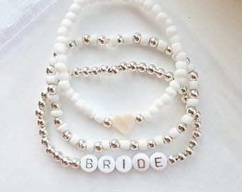 Beaded Name Bracelet-Bride Bracelet-Bridal Jewelry-Bridal Shower Gift-Gift for Bride-Bracelets for Women