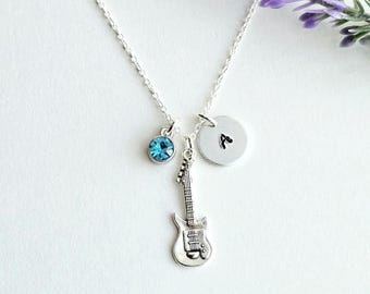 Guitar Necklace-Guitarist Necklace-Music lover Jewelry-Guitar Player Gift-Musician Necklace-Rock Star