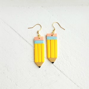 Teacher Earrings-Pencil Earrings for Teacher-Clay Earrings-School Teacher Gift-Gift for Teacher-Teacher Appreciation-Back to School