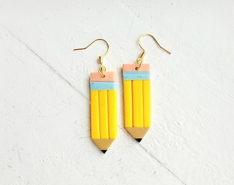 Teacher Earrings-Pencil Earrings for Teacher-Clay Earrings-School Teacher Gift-Gift for Teacher-Teacher Appreciation-Back to School