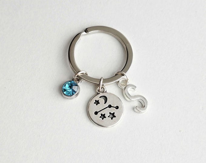 Zodiac Keychain-Zodiac Sign Keychain for Birthday-Constellation Keychain for Her-Horoscope Jewelry for Women-Zodiac Gift-Astrology Gift