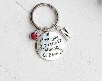 I Love you to the Moon and Back Keychain-I Love You to Moon and Back Gift-Custom Keychain-Gift for Daughter-Gift for Girls