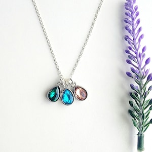 Teardrop Birthstone Necklace-Birthstone Necklace for Women-Necklace for Mom-Bridesmaid Gift-Birthstone Jewelry-Christmas Gift for Mom