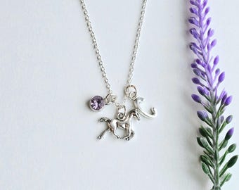Personalized Horse Necklace for Girls-Horse Lover Gift-Horse Rider Necklace-Running Horse Gift-Equestrian Necklace-Horse