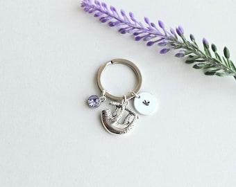 Sloth Keychain-Sloth Gift-Personalized Sloth Lover Gift-Sloth Keyring-Personalized Sloth Keychain-Cute Animal Keychain