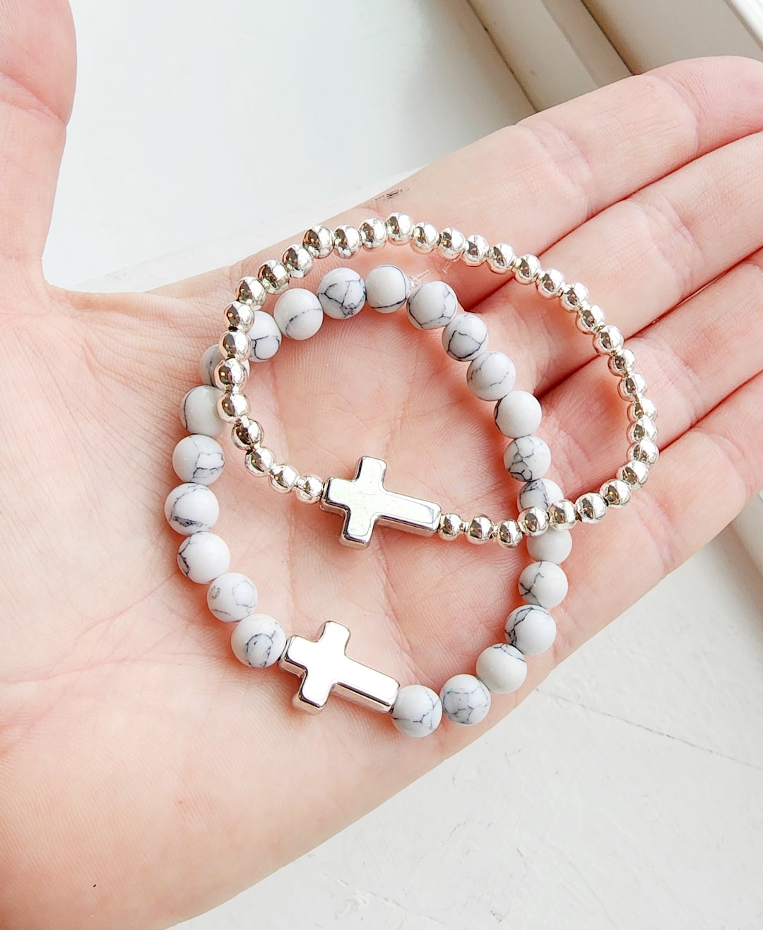 Cross Bracelet-silver Cross Bracelet-cross Bead Bracelet-christian ...