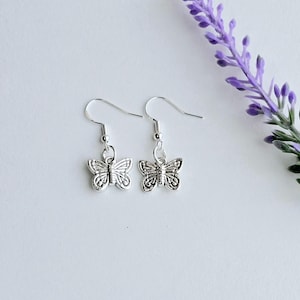 Butterfly Earrings for Girls-Monarch Butterfly Earrings-Silver Butterfly-Butterfly Dangle Earrings-Butterfly lover gifts-Small Butterfly