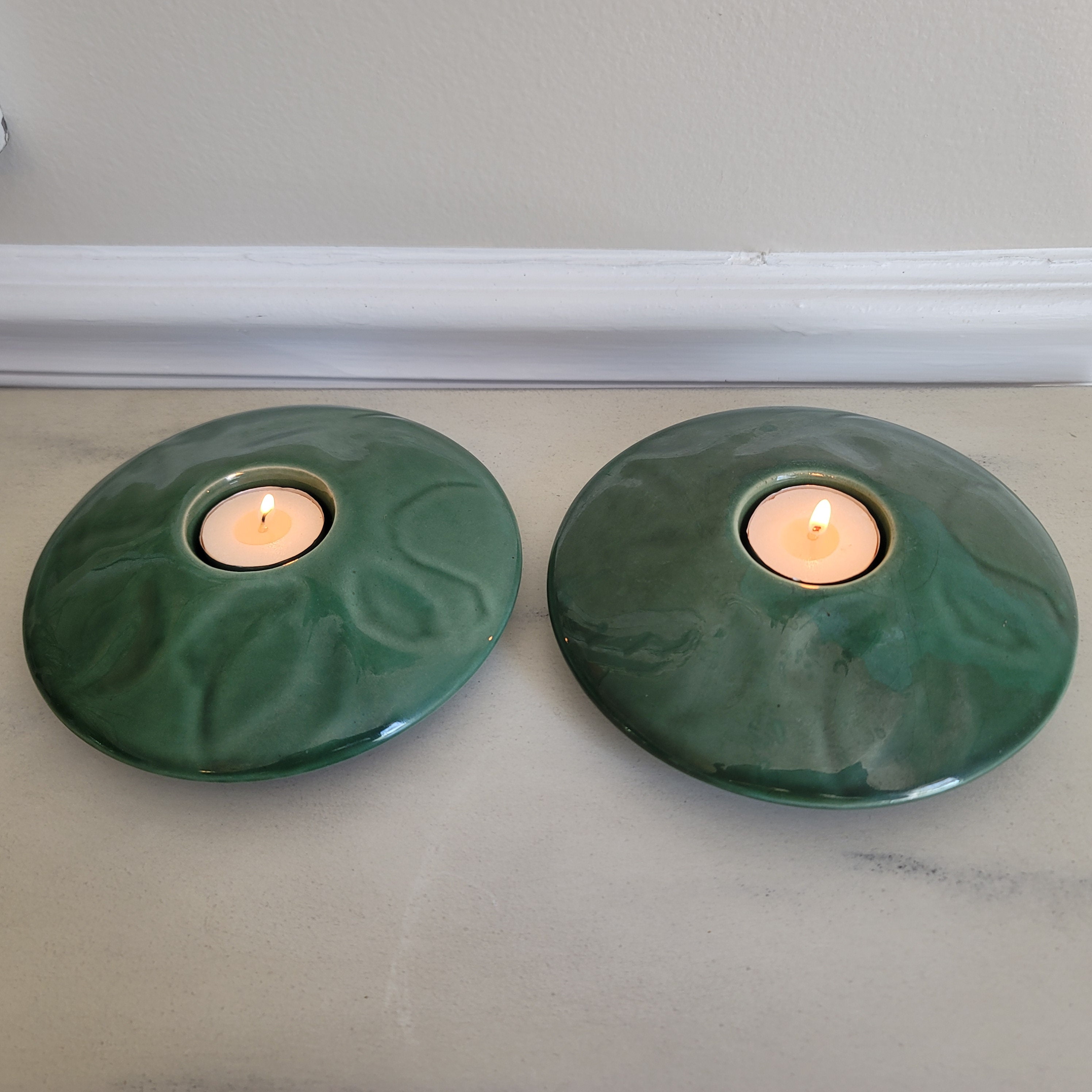 Jade Green Floater Tealight Candle Holder Two Available - Etsy