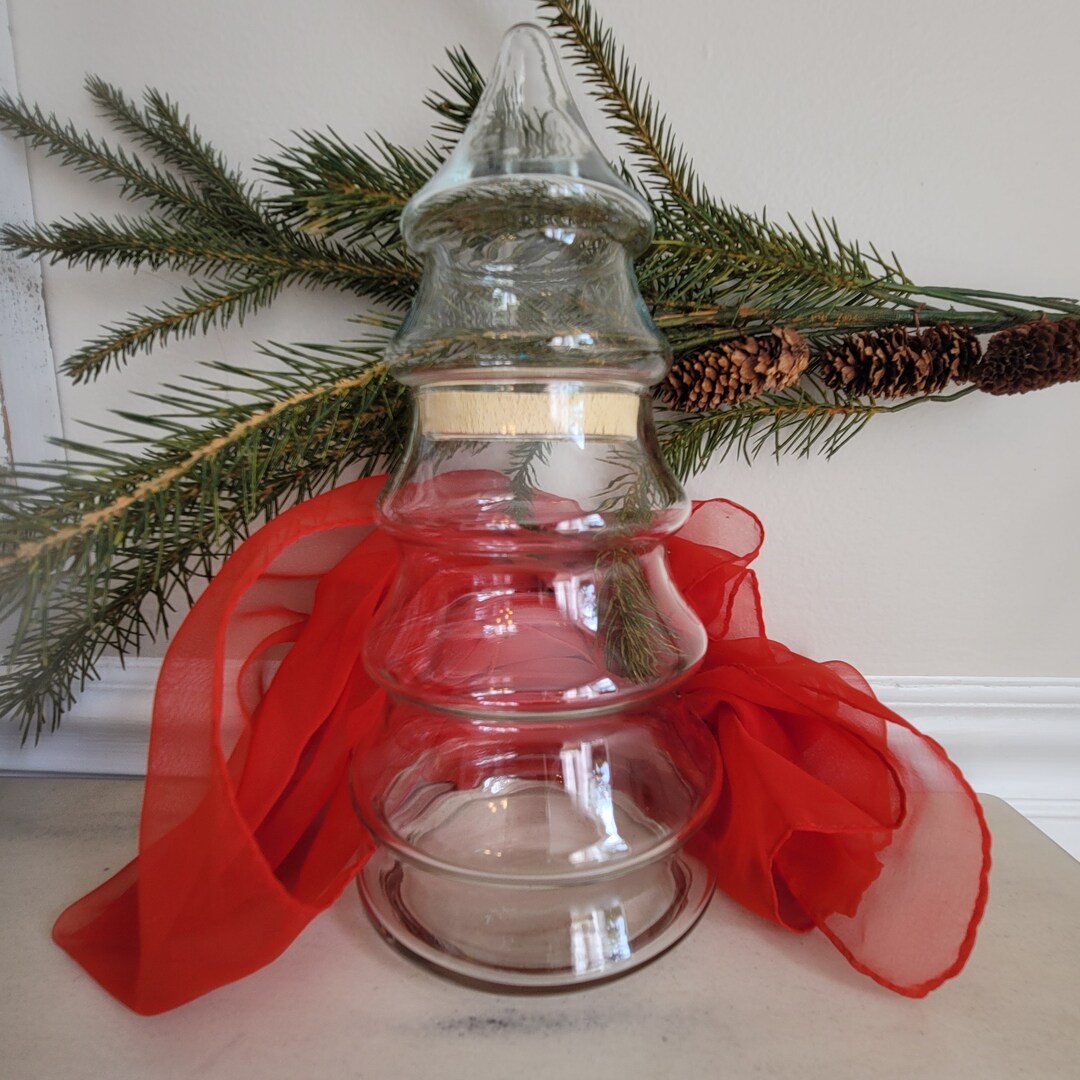 Clear Glass Christmas Tree Large Apothecary Clear Glass Candy Dish Made