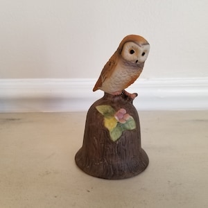 Vintage Ceramic OWL BELL FIGURINE/Bird Bell/Owls