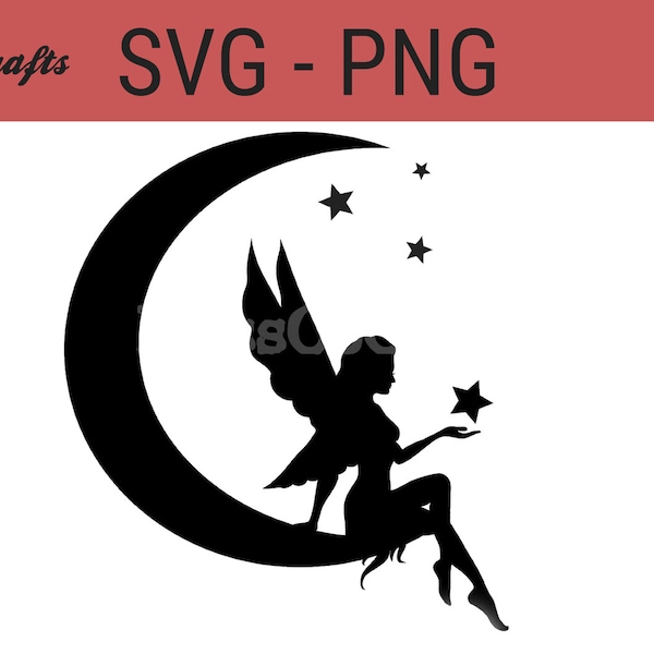 Fairymoon digital download, fairy svg, fairy png, fairy, moon, fantasy svg, svg file, png file, digital file, cricut download, png, svg, jpg