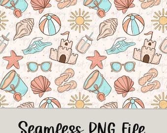 Beach Vibes Seamless Pattern PNG