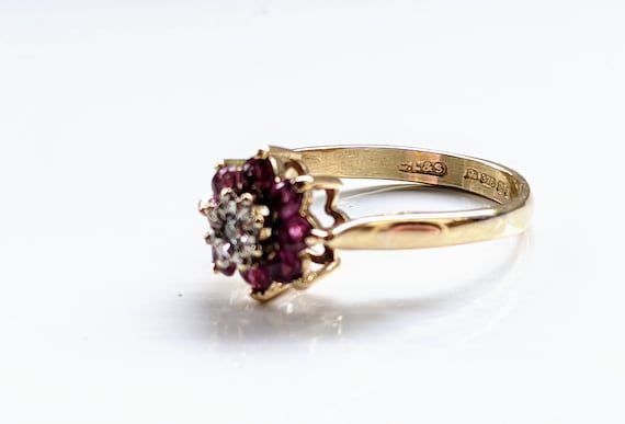 9K Gold, Ruby and Diamond Vintage Ring - image 8