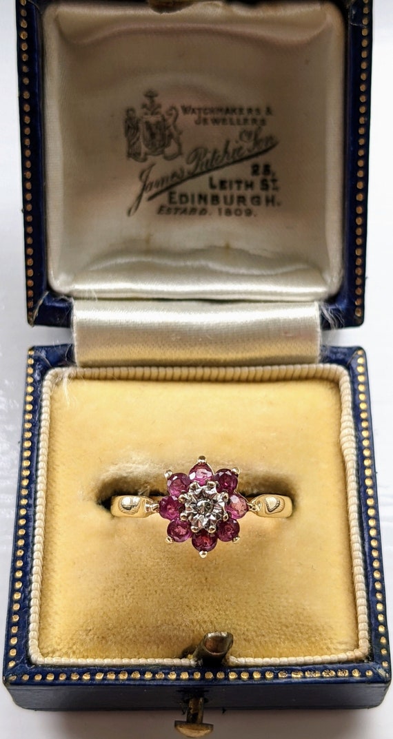 9K Gold, Ruby and Diamond Vintage Ring - image 1