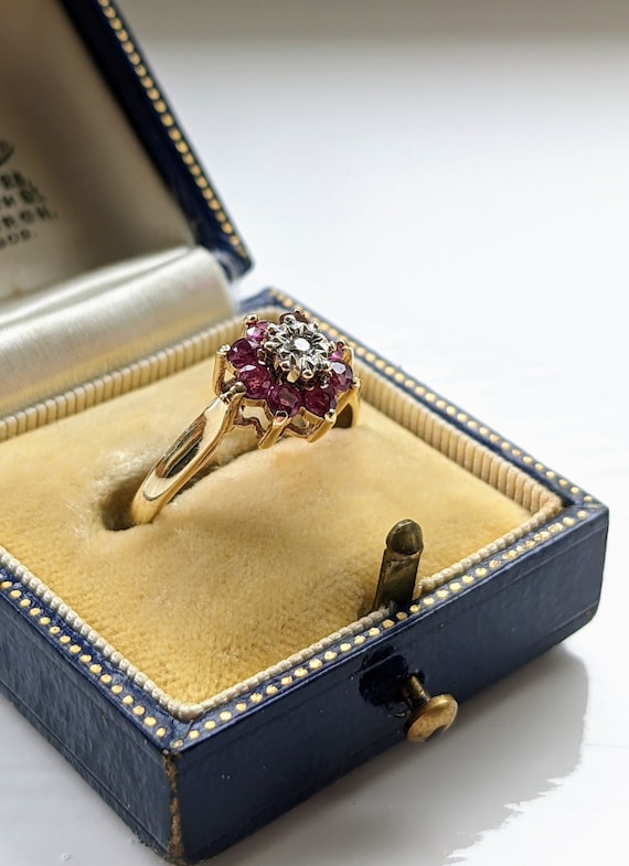 9K Gold, Ruby and Diamond Vintage Ring - image 2