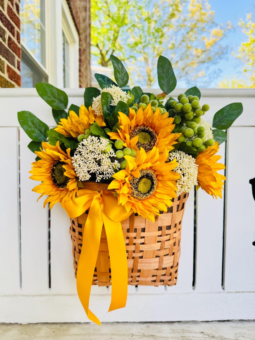 Sunflower Hanging Wall Basket for Door or Wall - Etsy