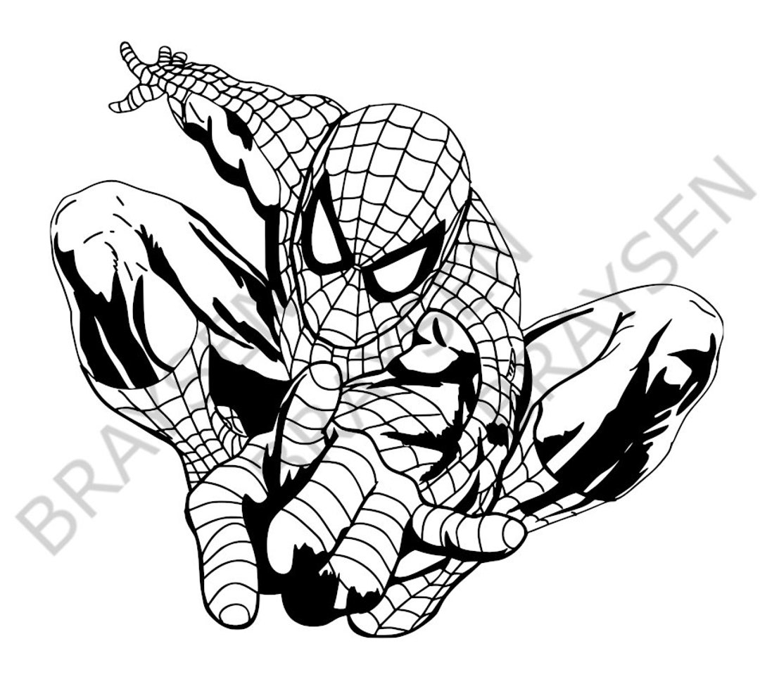 Spiderman Outline SVG PNG Etsy Canada