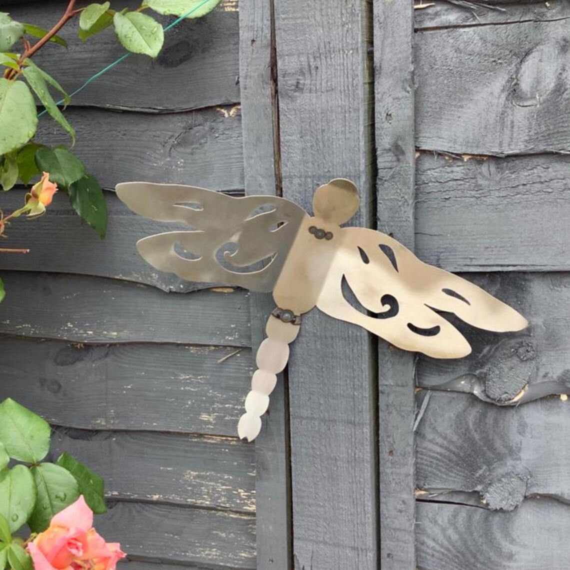 Rusty Dragonfly Garden Ornament with hooks Etsy