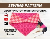 Reversible Dog Bandana Sewing Pattern: Snap Closure, 9 Sizes (PDF Pattern)
