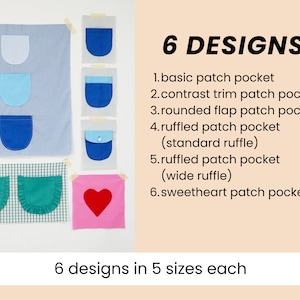6 SIZES! Patch Pocket Bundle PDF Sewing Pattern | 6 Designs, Child Teen ...