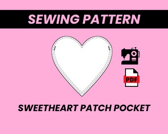 6 SIZES! Heart Patch Pocket PDF Sewing Pattern | child teen adult | instant download A4 US Letter | photo tutorial