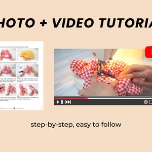 step by step photo tutorial and video tutorial in instruction manual for hair scrunchie sewing pattern