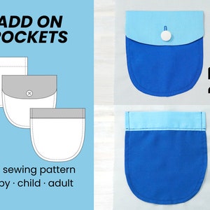 ¡6 TAMAÑOS! Patrón de costura en PDF para bolsillos de parche para principiantes / 3 diseños / unisex para niños, adolescentes y adultos / descarga instantánea tamaño A4 / tutorial con fotos