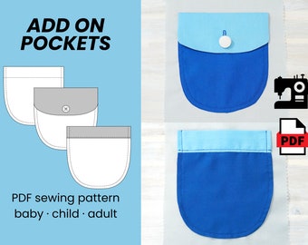 6 SIZES! Beginner Patch Pocket PDF Sewing Pattern | 3 designs | child teen adult unisex | instant download A4 US Letter | photo tutorial