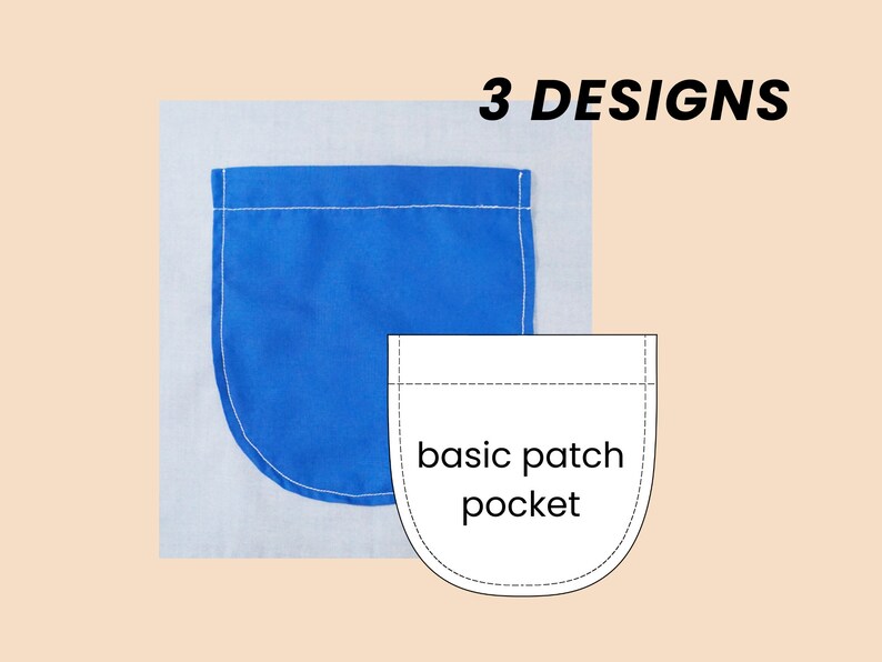 Patch Pocket Pattern Examples Patch Pocket Sewing Pattern: Beginner DIY, 3 Designs (PDF Download ...