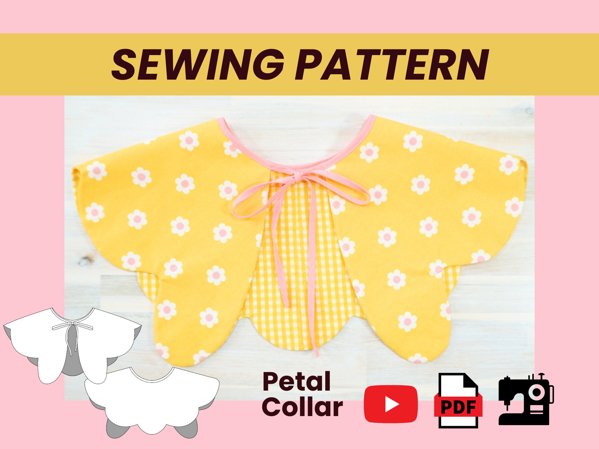 Petal Scallop Collar Detachable Flower PDF Sewing Pattern | instant download | 13" - 23" neck (teens, adult) | fairy cottagecore cosplay