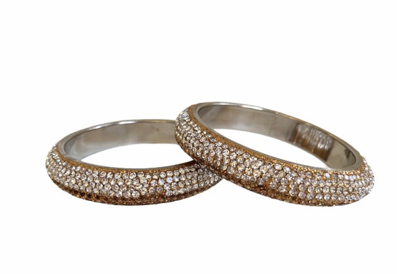 White stone gold bangles deals