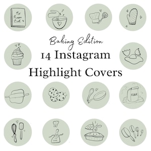14 Instagram Highlight Covers - Baking Edition W/ Sage Background