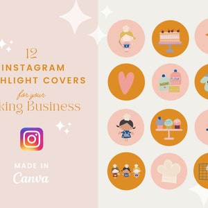 Instagram Highlight Cover for Baking Business / Bakers, Boho Cute Baking Graphics, Insta Highlight Cover Template, Baking Business Branding