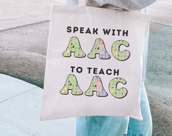 Bolsa AAC para SLP Bolsa de mano para educación especial Bolsa para regalo de concientización sobre AAC para bolsa Slp para vocabulario básico Tote Habla Aac para enseñar regalo de Aac