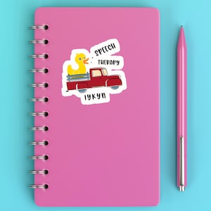 Divertente adesivo per logopedista, adesivo per logopedista, regalo per logopedia, adesivo per anatra e camion, regalo per logopedia