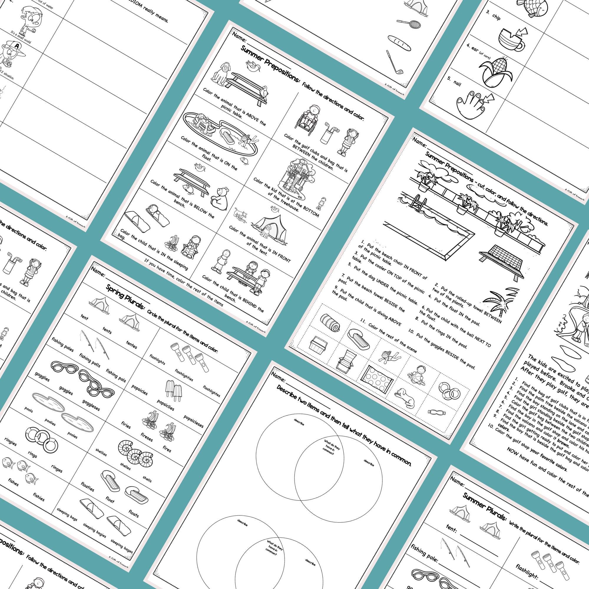 Summer Receptive Language Worksheet Categories SLP Resources Expressive ...