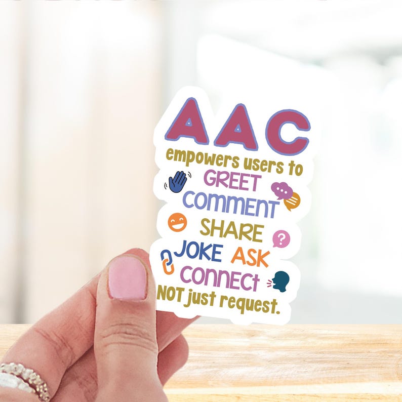 AAC Community Support Sticker Speech Therapy Aid SLP Teaching Resource AAC Awareness Tool Visual Learning Material Special Education System Weather Resistant Design Classroom Development Aid Communication Essential Professional