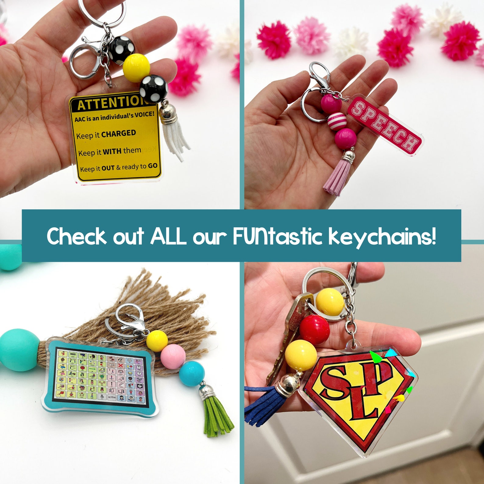 Keychain Aac AAC Keychain for AAC Awareness Key Ring for SLP Gift for Sped Ed ...