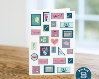 Speech Greeting Card Big 9 SLP Gift for New Speech Therapist Grad Card Supervisor Thank You SLP Stamp Design for Speech Language Pathologist