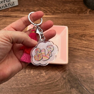 SLP Keychain for Speech Language Pathologist Keychain for SLP Gift for Speech Therapist Keychain for New Speech Therapist Retro Tassel SLP